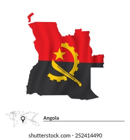 Map of Angola with flag - vector illustration