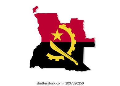Map of angola with flag,vector illustration