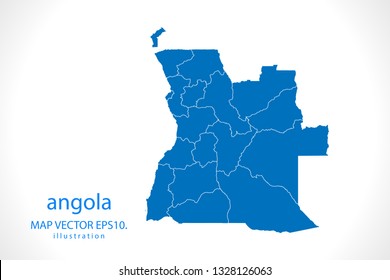 Map of Angola- High detailed blue map on white background. Abstract design vector illustration 