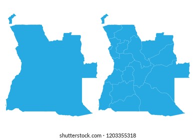 Map of Angola isolated on white background. Vector illustration eps 10.angola map - blue pastel graphic background .
