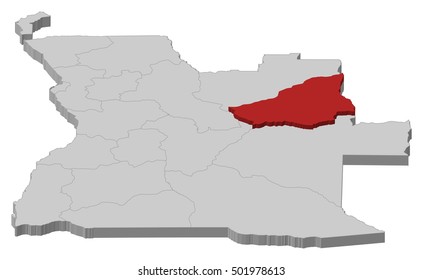 Map - Angola, Lunda Sul - 3D-Illustration