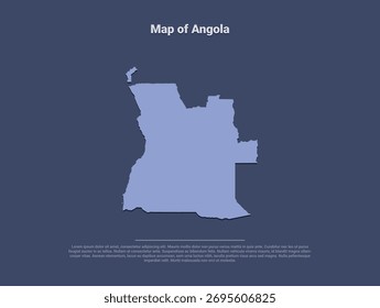 Karte von Angola, minimalistische Vektorsilhouette in weichem Blau auf dunklem Hintergrund
