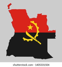 Map of Angola with national flag. Vector Illustration