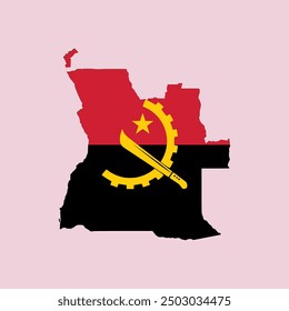 Map of Angola with national flag, vector illustration	