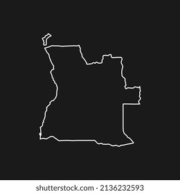 Map of Angola on Black Background