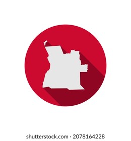 Mapa de Angola en círculo rojo con una larga sombra