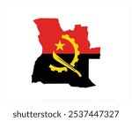 Map of Angola on a white background, National Day of Angola, Angola, Editable Vector illustration of Angola flag, Independence Day design, Vector Design of Map with Flag in it