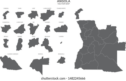 map of Angola on white background