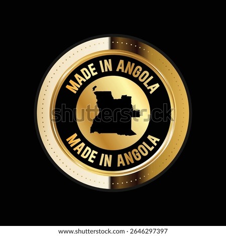 Map of Angola. Vector illustration. Logo, Icon, and Symbol. Angola map gold seal. 