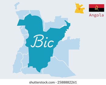 Map of Angola.vector design.A province of Angola Bic.angola flag.art and illustrator 