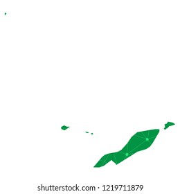 Map of Anguilla. Detailed vector map with counties, regions, province, states. Green shape/contour map of Anguilla.