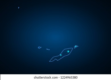 Map of Anguilla. Detailed vector map with counties, regions, province, states. Blue shape/contour map of Anguilla.
