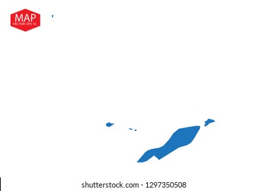 Map of Anguilla. Detailed vector map with counties, regions, province, states. Blue shape/contour map of Anguilla. - Vector