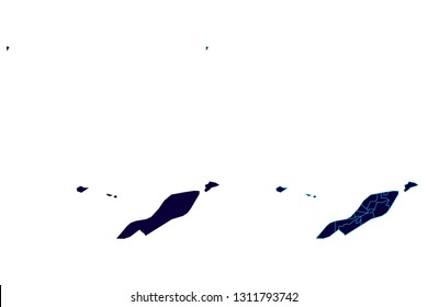 Map of Anguilla. Detailed vector map with counties, regions, province, states. Blue shape/contour map of Anguilla. - Vector