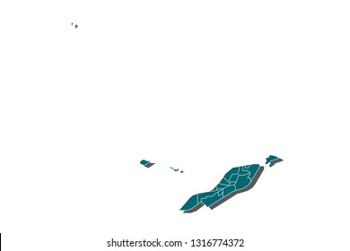 Map of Anguilla. Detailed vector map with counties, regions, province, states. Blue shape/contour map of Anguilla. - Vector