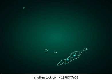 Map of Anguilla, network line, design sphere, dot and structure on dark background with Map Anguilla, Circuit board. Vector illustration. Eps 10
