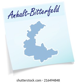 Map of Anhalt-Bitterfeld as sticky note in blue