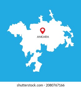 Mapa de Ankara, Turquía con icono de ubicación