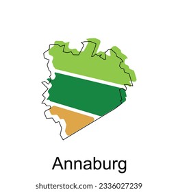 map of Annaburg vector design template, national borders and important cities illustration
