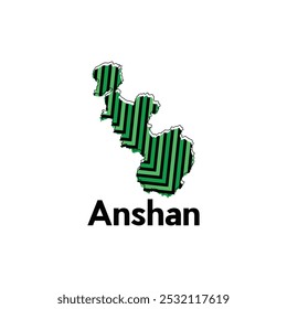 Map of Anshan City modern geometric color, High detailed vector illustration Design Template, suitable for your company