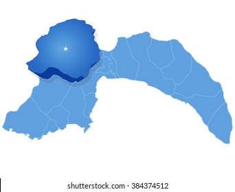 Map of Antalya with each administrative district where Korkuteli is pulled out