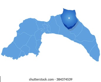 Map of Antalya with each administrative district where Ibradi is pulled out