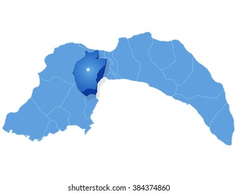 Map of Antalya with each administrative district where Konyaalti is pulled out