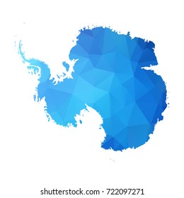 Map of Antarctica - Blue Geometric Rumpled Triangular, Polygonal Design For Your . Vector illustration eps 10.