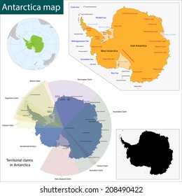 Map of the Antarctica drawn with high detail and accuracy