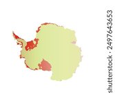 Map of Antarctica, sign silhouette. World Map Globe. Vector Illustration isolated on white background. Antarctic continent.