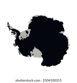 Map of Antarctica, sign silhouette. World Map Globe. Vector Illustration isolated on white background. Antarctic continent.