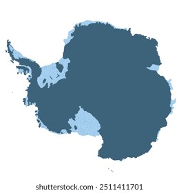 Map of Antarctica, sign silhouette. World Map Globe. Vector Illustration isolated on white background. Antarctic continent.