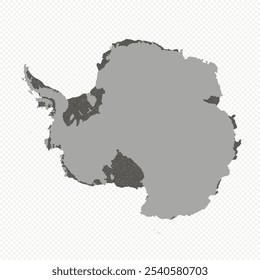 Mapa de la Antártida, silueta de signos. Mapa mundial Globo. Ilustración vectorial aislada sobre fondo transparente. Continente antártico.