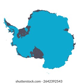 Map of Antarctica, sign silhouette. World Map Globe. Vector Illustration isolated on transparent background. Antarctic continent.
