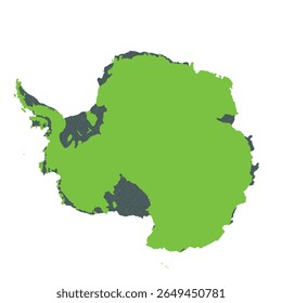 Mapa da Antártica, sinal de silhueta. World Map Globe (em inglês). Ilustração de vetor isolada em plano de fundo transparente. continente antártico.