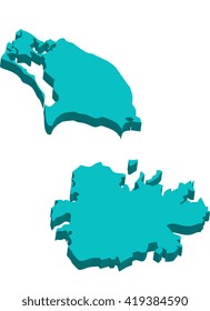 A map of Antigua and Barbuda 3D on white background