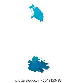 Mapa de Antígua e Barbuda - Projeto Poligonal Azul para o seu. Ilustração vetorial eps 10.