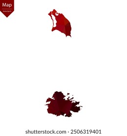 Karte von Antigua und Barbuda - Rot Geometrisch Rumpelig Dreieckig, Polygonales Design. Vektorgrafik eps 10.