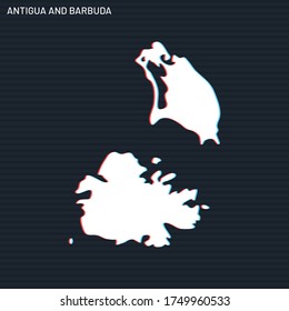 Map of Antigua and Barbuda Vector Design Template On Dark Background.
