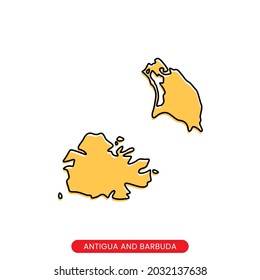 Map of Antigua and Barbuda vector design template. Simple style with editable stroke.