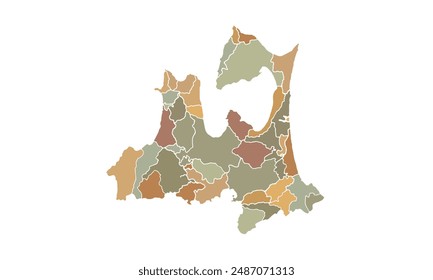 Map of Aomori for education,Travel worldwide, earth geography website layouts, background,study geography,work in graphics.Suitable for those interested in using illustrations Provinces in Japan