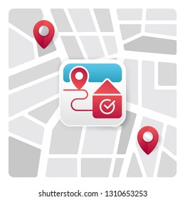 Map App Icon. Modern Logo Icon Of City Point. Place Pin Pointer Icon - Vector Illustration