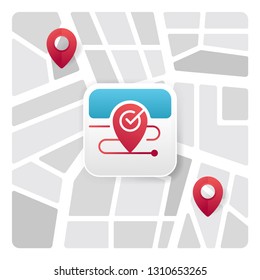 Map app icon. Modern logo icon of city point. Place pin pointer icon - Vector illustration
