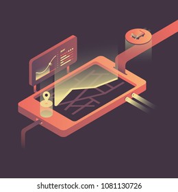 map app isometric illustration for any design purpose