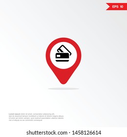 Map app mobile marker with icon of a ATM, simple vector eps10 illustration