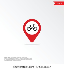 Map app mobile marker with icon of a bike, simple vector eps10 illustration