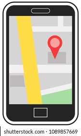 Map app on a smart phone vector icon