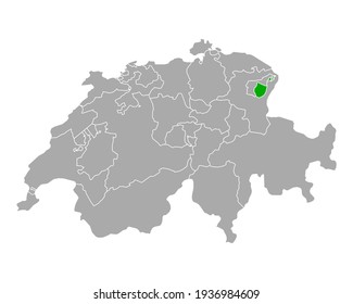 Map of Appenzell Inner Rhodes in Switzerland on white