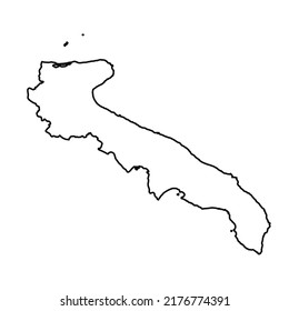 Map of Apulia high quality vector illustration - Hand made line drawing of Pugliese Italian region borders