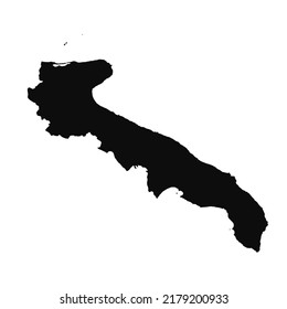 Map of Apulia high quality vector illustration - Hand made black silhouette drawing of Puglia region borders